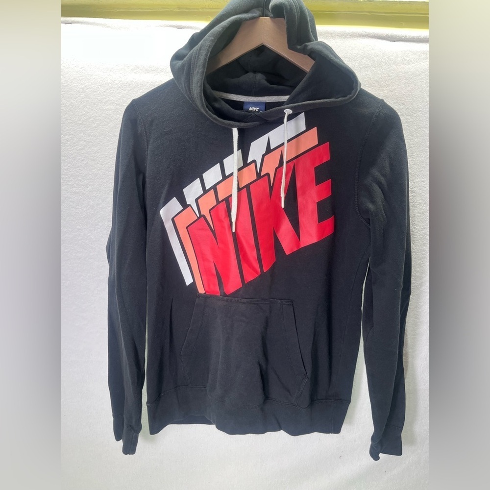 Nike Vintage‎ Blue Tag Graphic Hoodie Sweatshirt Womens M Black Y2K Cool 1881